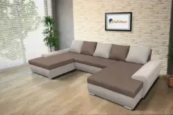 Wixy U Form ezüst serlegszürke és pasztell taupe ágyazható ülőgarnitúra