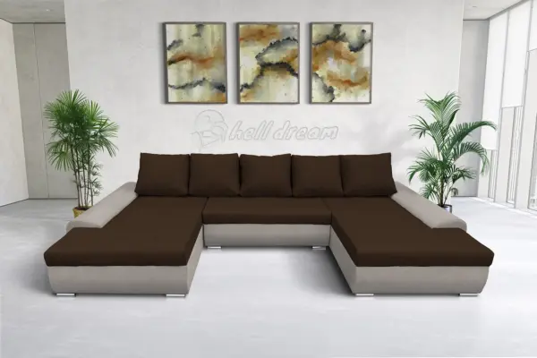 Wixy u form ezüst serlegszürke és sötét mahagóni ágyazható ülőgarnitúra csábító 2 méretben - image 2