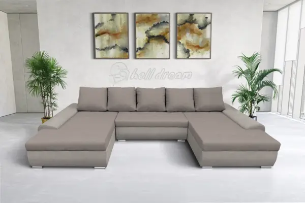 Wixy u form ezüst serlegszürke és szamárszürke ágyazható ülőgarnitúra