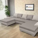 Wixy U Form ezüst serlegszürke és szamárszürke ágyazható ülőgarnitúra