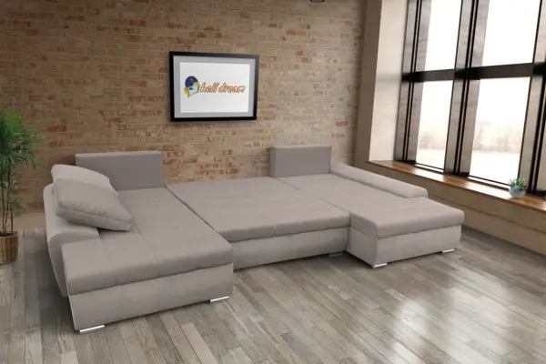 Wixy u form ezüst serlegszürke és szamárszürke ágyazható ülőgarnitúra