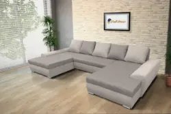 Wixy U Form ezüst serlegszürke és szamárszürke ágyazható ülőgarnitúra