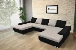 Wixy U Form fekete és ezüst serlegszürke ágyazható ülőgarnitúra