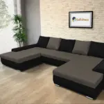 Wixy U Form fekete és mély földszürke ágyazható ülőgarnitúra