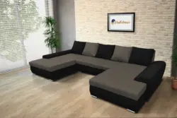 Wixy U Form fekete és mély földszürke ágyazható ülőgarnitúra