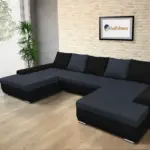 Wixy U Form fekete és ónix ágyazható ülőgarnitúra