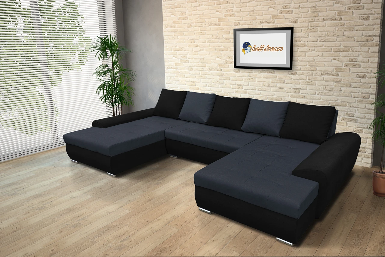 Wixy U Form fekete és ónix ágyazható ülőgarnitúra