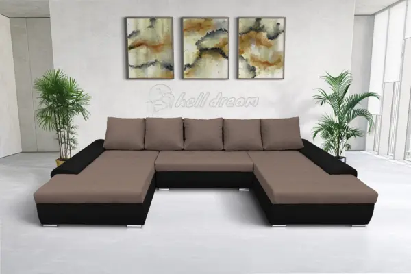 Wixy u form fekete és pasztell taupe ágyazható ülőgarnitúra