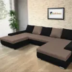 Wixy U Form fekete és pasztell taupe ágyazható ülőgarnitúra