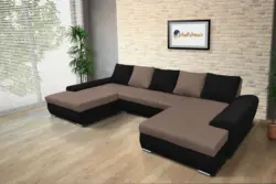 Wixy U Form fekete és pasztell taupe ágyazható ülőgarnitúra