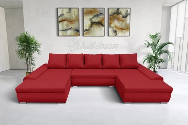 Wixy u form japán karminvörös ágyazható ülőgarnitúra