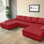 Wixy U Form japán karminvörös ágyazható ülőgarnitúra