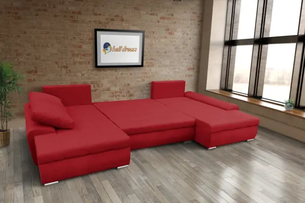 Wixy u form japán karminvörös ágyazható ülőgarnitúra csábító 2 méretben - image 3