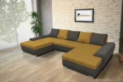 Wixy U Form kvarcszürke és őszarany ágyazható ülőgarnitúra