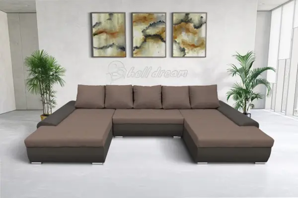 Wixy u form kvarcszürke és pasztell taupe ágyazható ülőgarnitúra