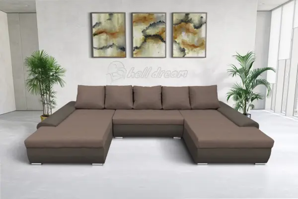 Wixy u form mély földszürke és pasztell taupe ágyazható ülőgarnitúra csábító 2 méretben - image 2