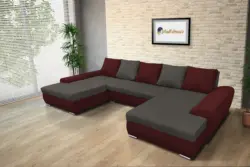 Wixy U Form ódon borvörös és kvarcszürke ágyazható ülőgarnitúra