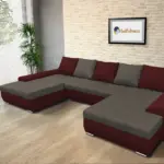 Wixy U Form ódon borvörös és mély földszürke ágyazható ülőgarnitúra