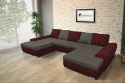 Wixy U Form ódon borvörös és mély földszürke ágyazható ülőgarnitúra