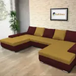 Wixy U Form ódon borvörös és őszarany ágyazható ülőgarnitúra