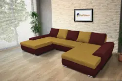 Wixy U Form ódon borvörös és őszarany ágyazható ülőgarnitúra