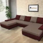 Wixy U Form ódon borvörös és pasztell taupe ágyazható ülőgarnitúra