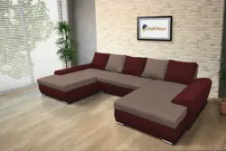 Wixy U Form ódon borvörös és pasztell taupe ágyazható ülőgarnitúra