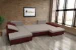 Wixy U Form ódon borvörös és szamárszürke ágyazható ülőgarnitúra csábító 2 méretben - Image 3