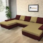 Wixy U Form ódon borvörös és száraz olíva ágyazható ülőgarnitúra