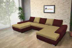 Wixy U Form ódon borvörös és száraz olíva ágyazható ülőgarnitúra