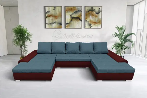 Wixy u form ódon borvörös és szürkés kadét ágyazható ülőgarnitúra csábító 2 méretben - image 2