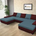 Wixy U Form ódon borvörös és szürkés kadét ágyazható ülőgarnitúra