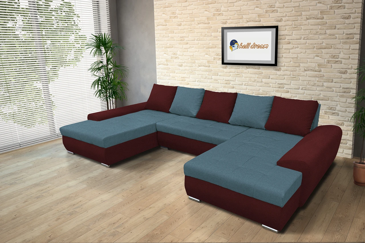 Wixy u form ódon borvörös és szürkés kadét ágyazható ülőgarnitúra Wixy u form ódon borvörös és szürkés kadét ágyazható ülőgarnitúra