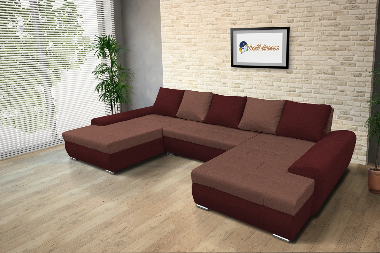 Wixy U Form ódon borvörös és toszkán vörös ágyazható ülőgarnitúra