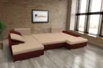 Wixy U Form ódon borvörös és világos fahéj ágyazható ülőgarnitúra csábító 2 méretben - Image 3
