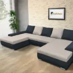 Wixy U Form ónix és ezüst serlegszürke ágyazható ülőgarnitúra