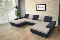 Wixy U Form ónix és ezüst serlegszürke ágyazható ülőgarnitúra