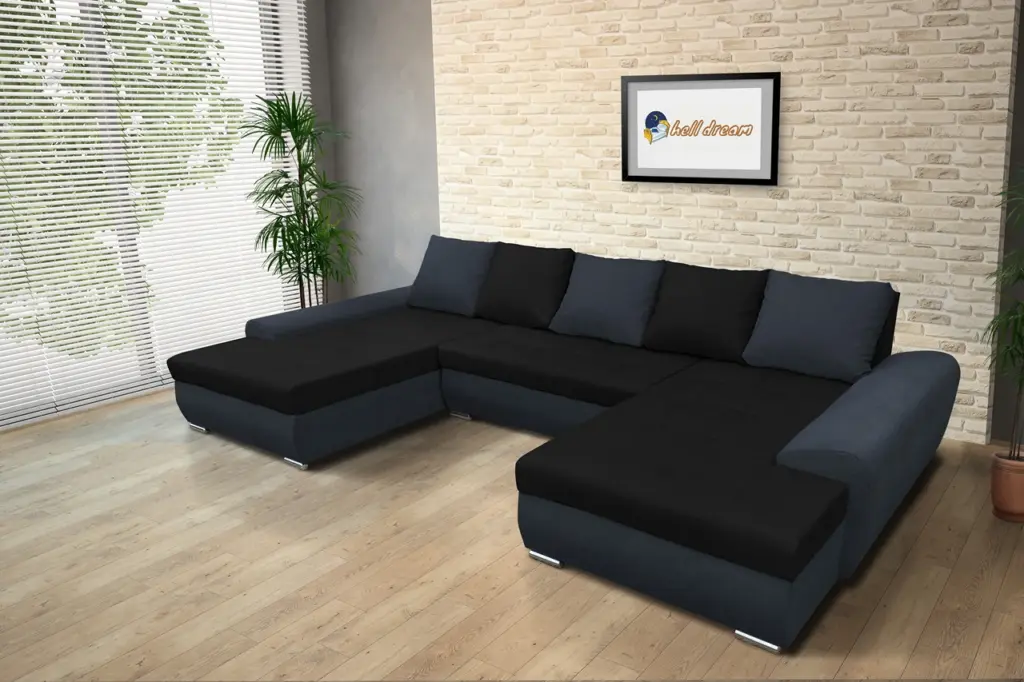 Wixy u form ónix és fekete ágyazható ülőgarnitúra