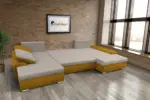 Wixy U Form őszarany és ezüst serlegszürke ágyazható ülőgarnitúra csábító 2 méretben - Image 3
