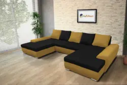 Wixy U Form őszarany és fekete ágyazható ülőgarnitúra