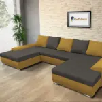 Wixy U Form őszarany és kvarcszürke ágyazható ülőgarnitúra