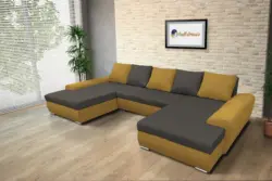 Wixy U Form őszarany és kvarcszürke ágyazható ülőgarnitúra