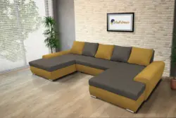 Wixy U Form őszarany és mély földszürke ágyazható ülőgarnitúra