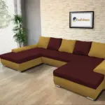 Wixy U Form őszarany és ódon borvörös ágyazható ülőgarnitúra sarokkanapé