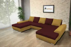 Wixy U Form őszarany és ódon borvörös ágyazható ülőgarnitúra sarokkanapé