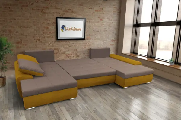 Wixy u form őszarany és pasztell taupe ágyazható ülőgarnitúra