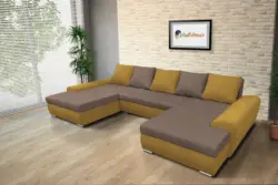 Wixy U Form őszarany és pasztell taupe ágyazható ülőgarnitúra