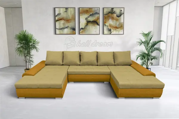 Wixy u form őszarany és száraz olíva ágyazható ülőgarnitúra