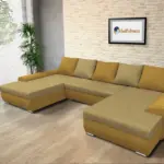 Wixy U Form őszarany és száraz olíva ágyazható ülőgarnitúra