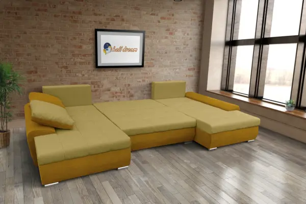 Wixy u form őszarany és száraz olíva ágyazható ülőgarnitúra